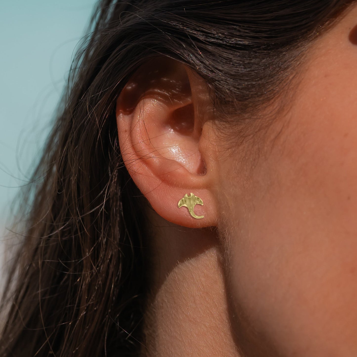 DiveSilver Small Manta Ray Sterling Silver with 14K Vermeil Plated Post Earrings VER2215