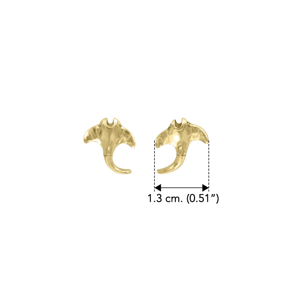 DiveSilver Small Manta Ray Sterling Silver with 14K Vermeil Plated Post Earrings VER2215