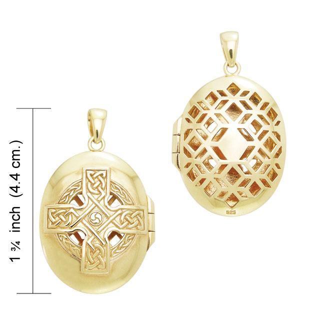 Celtic Cross Gold Vermeil Plate Aroma Locket VPD1414