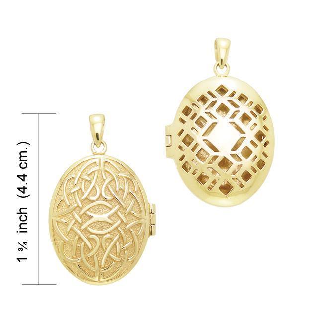 Celtic Knotwork Gold Vermeil Aroma Locket Pendant VPD1415