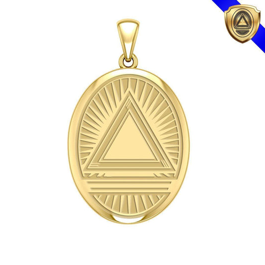System Energy Symbol Gold Vermeil Plate on Silver Large Pendant VPD3317 - peterstone.dropshipping