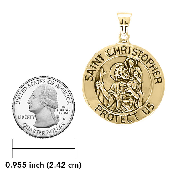 Saint Christopher Gold Vermeil Plate on Silver Pendant VPD4563