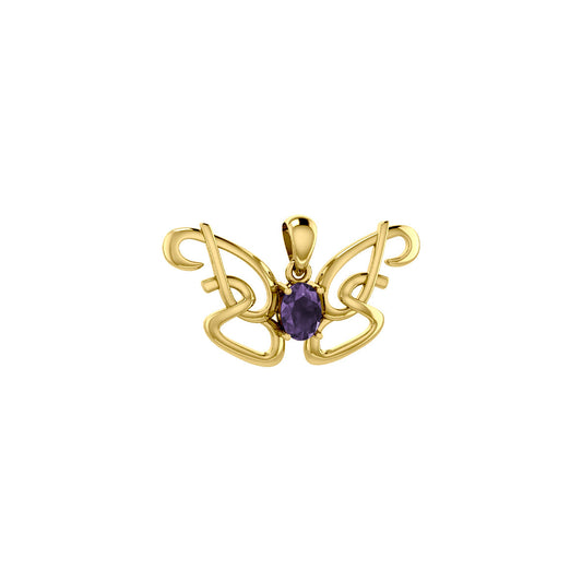 Peter Stone Identity Butterfly Gold Vermeil Plate on Sterling Silver Pendant with Gemstone VPD6428