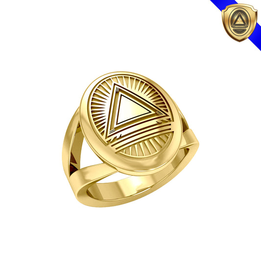 System Energy Symbol Gold Plate on Silver Ring VRI1037