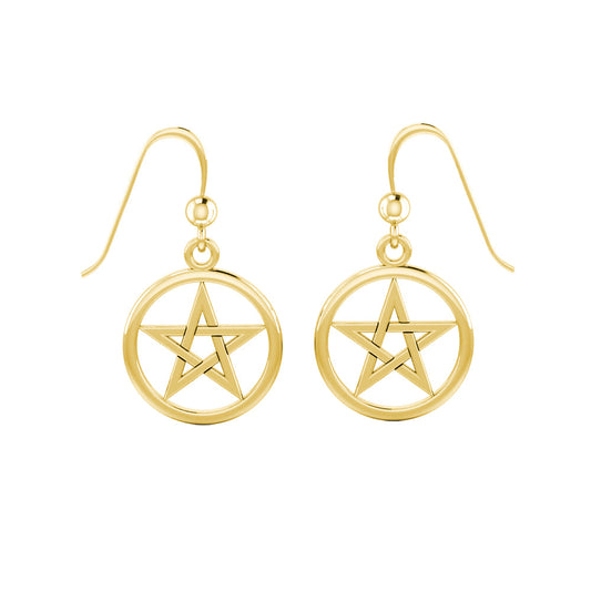 Pentacle 14K Gold Vermeil Plate on Sterling Silver Earrings VTE293