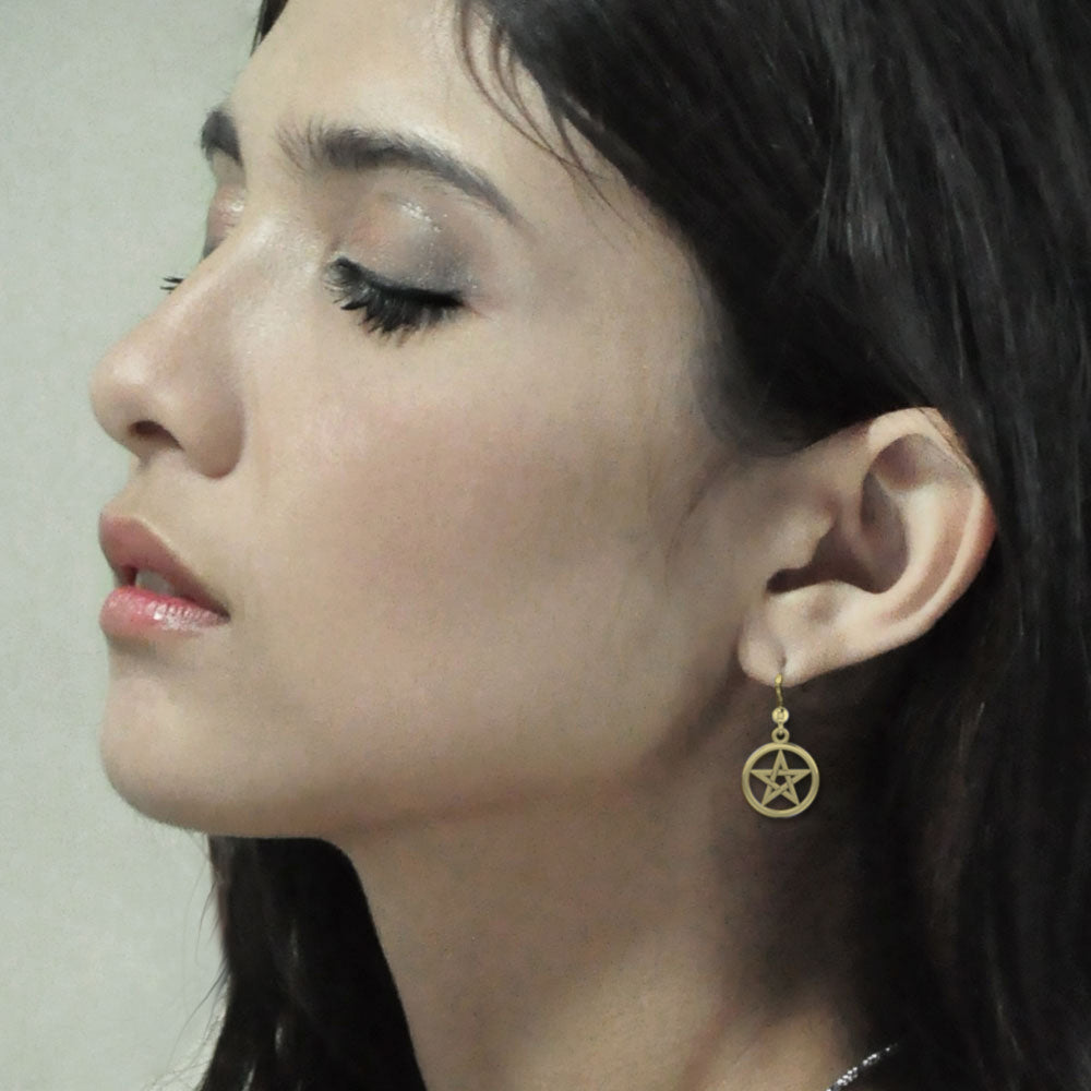 Pentacle 14K Gold Vermeil Plate on Sterling Silver Earrings VTE293