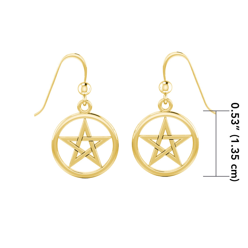 Pentacle 14K Gold Vermeil Plate on Sterling Silver Earrings VTE293