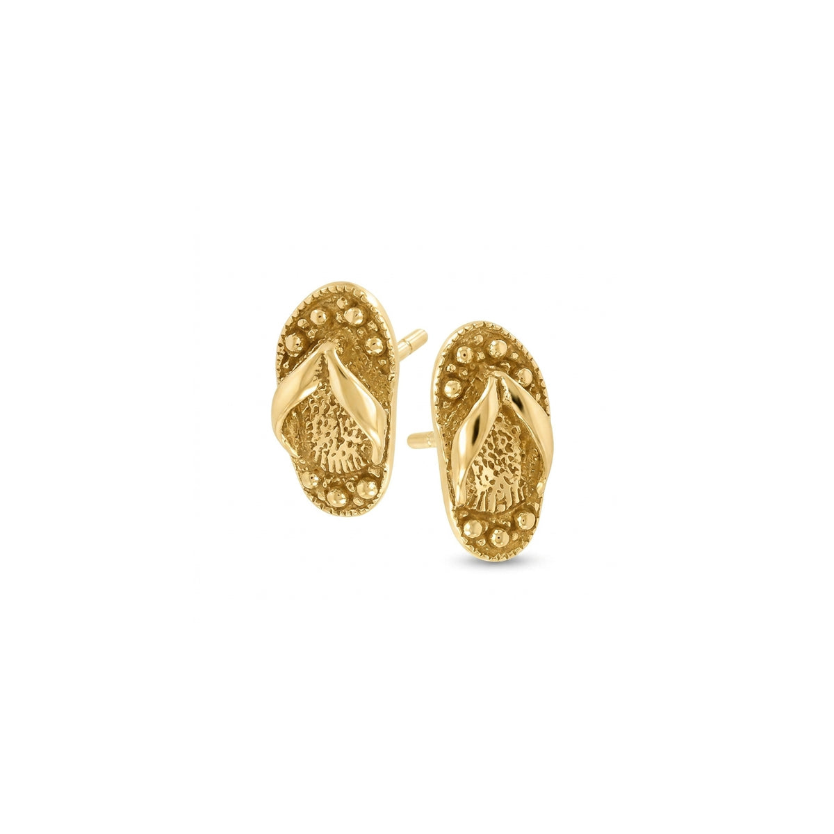 Flip Flop with 14K Gold Vermeil Plate on Sterling Silver Post Earrings VTE328