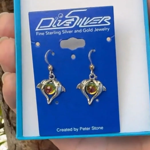 Dolphin Love Sterling Silver Earrings WE234