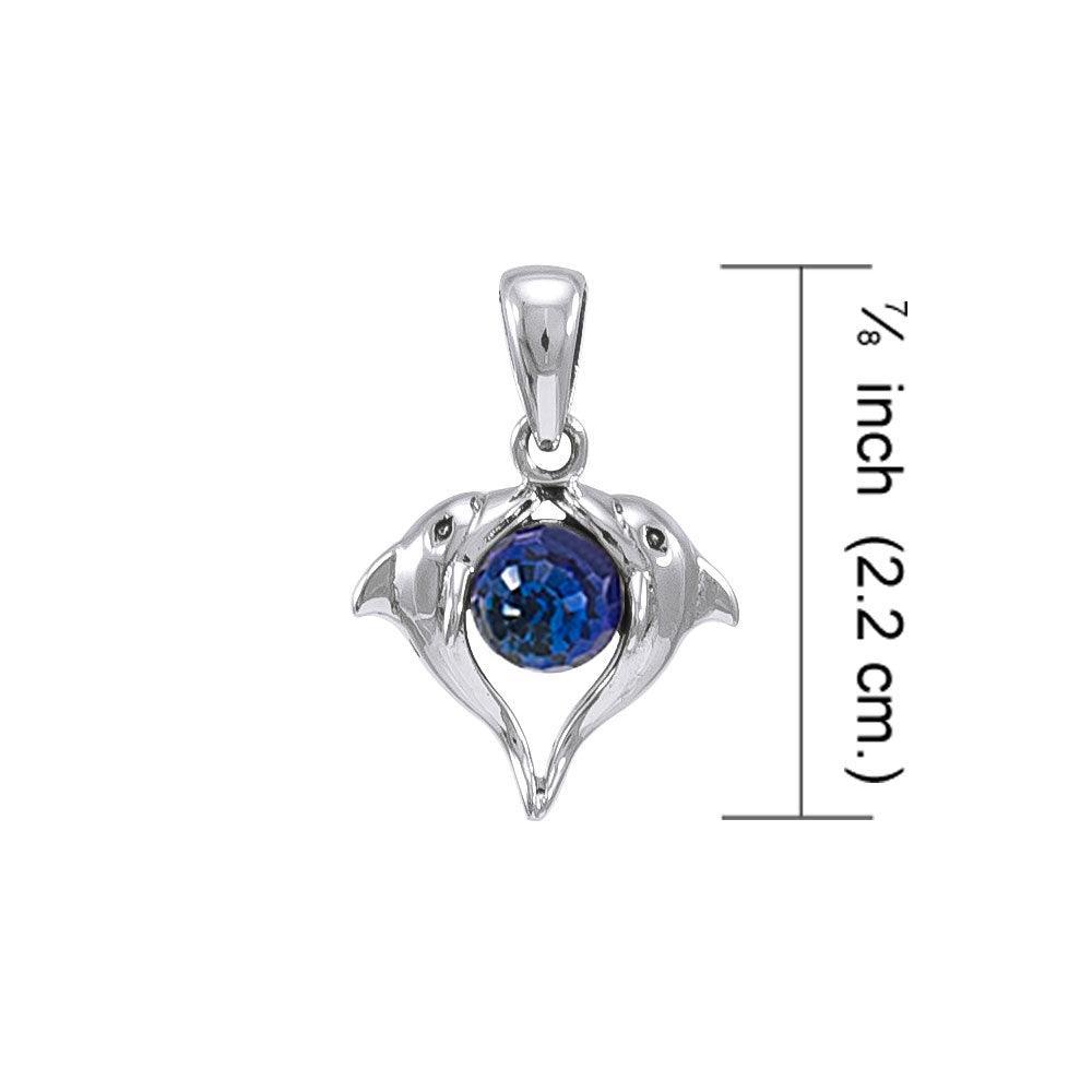Dolphin Love Sterling Silver Pendant WP066