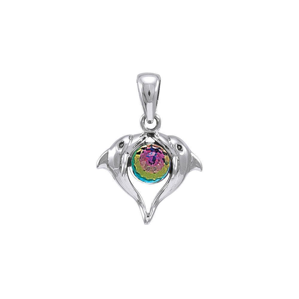 Dolphin Love Sterling Silver Pendant WP066