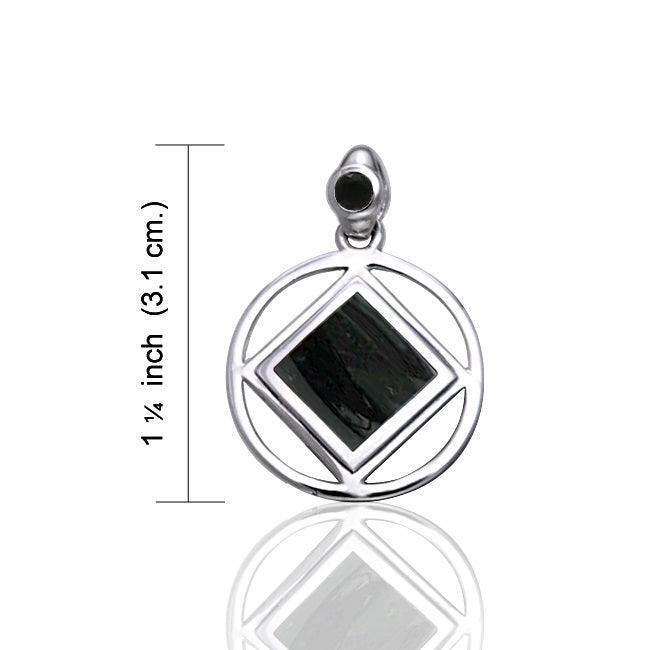 Encircled Square NA Recovery Symbol Sterling Silver Pendant TPD168