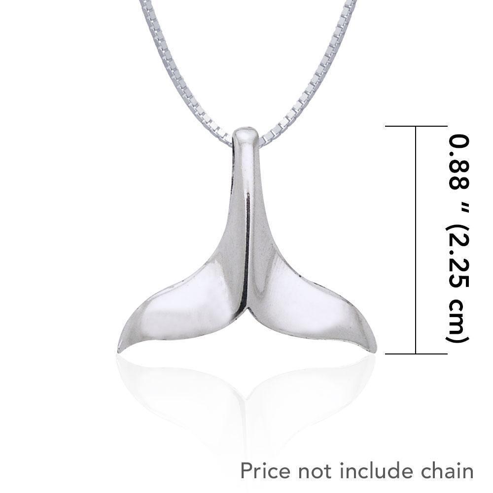 Large Whale Tail Silver Pendant JP007