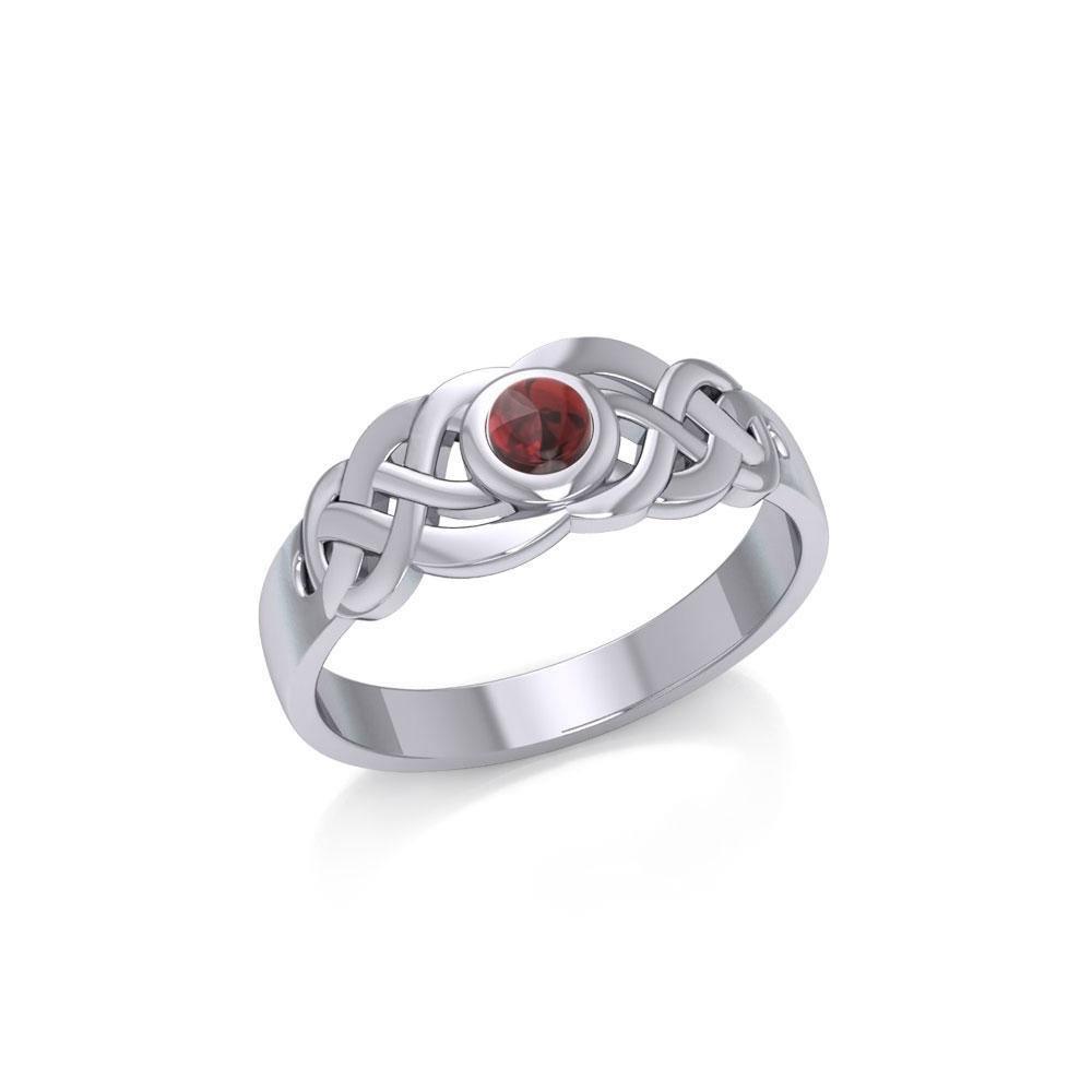 The eternal flow of interconnectedness ~ Sterling Silver Celtic Knotwork Ring with Gemstone JR153