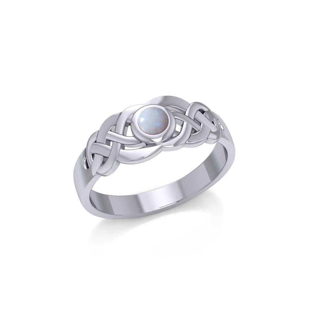 The eternal flow of interconnectedness ~ Sterling Silver Celtic Knotwork Ring with Gemstone JR153