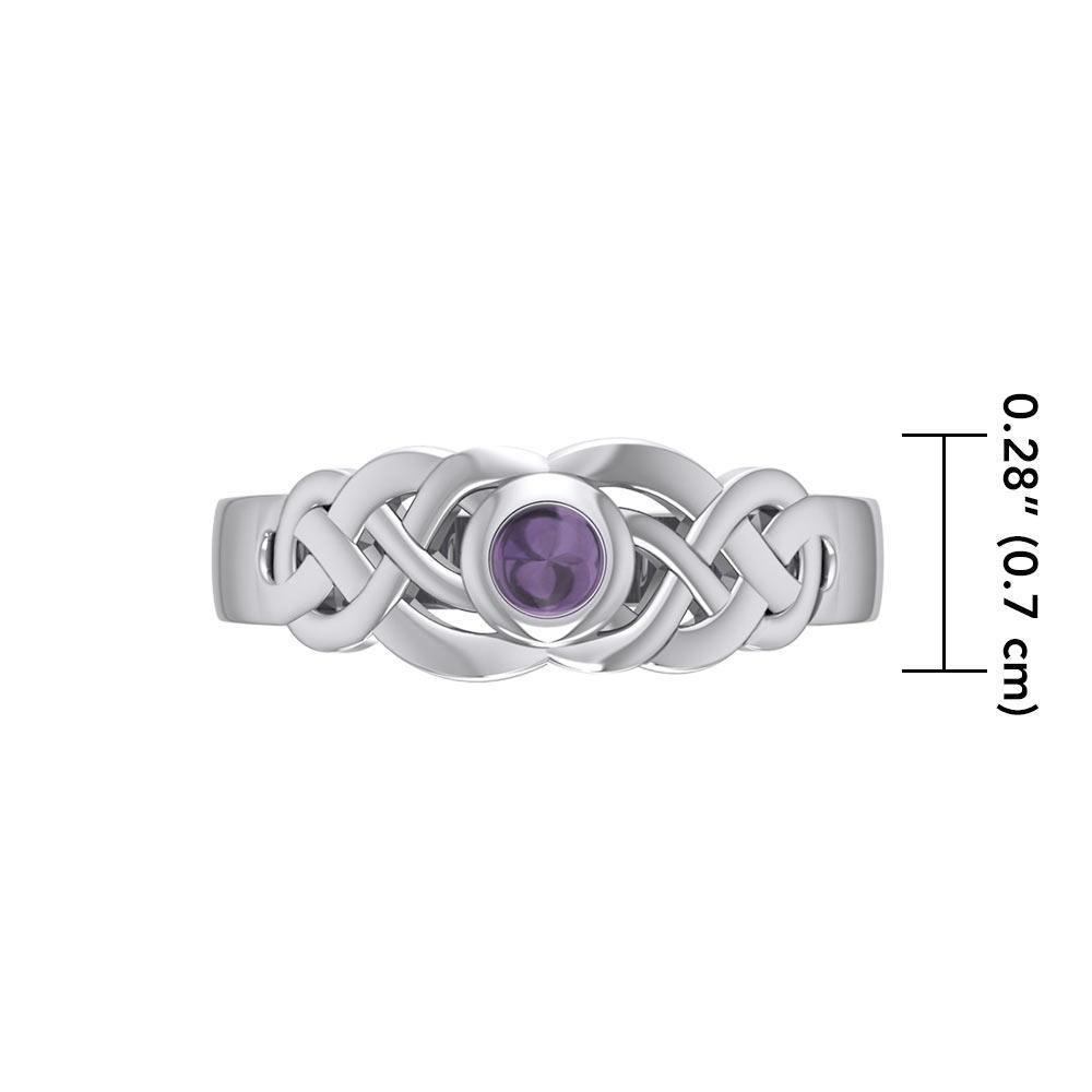 The eternal flow of interconnectedness ~ Sterling Silver Celtic Knotwork Ring with Gemstone JR153
