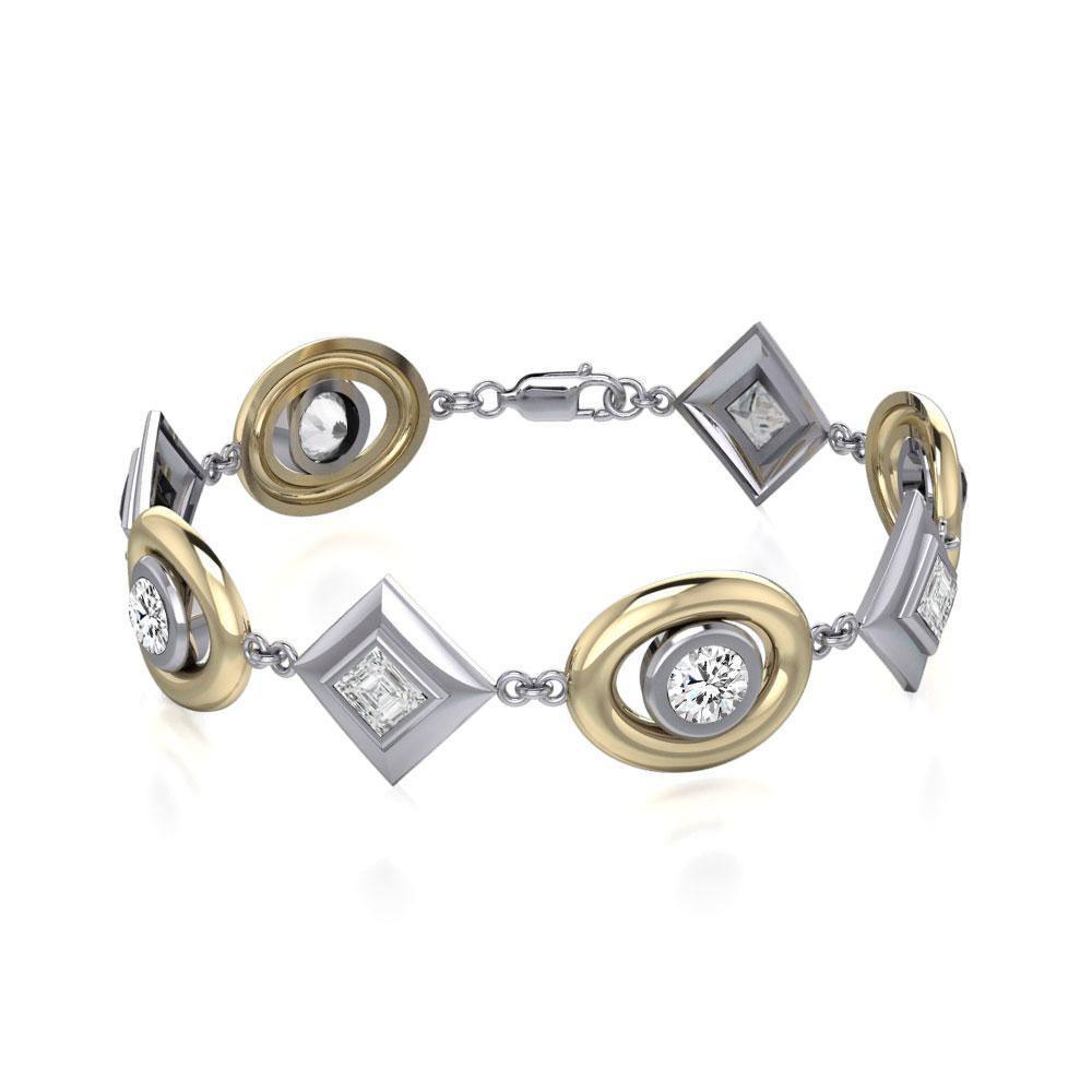 Black Magic Oval & Diamonds Silver & Gold Bracelet MBL092