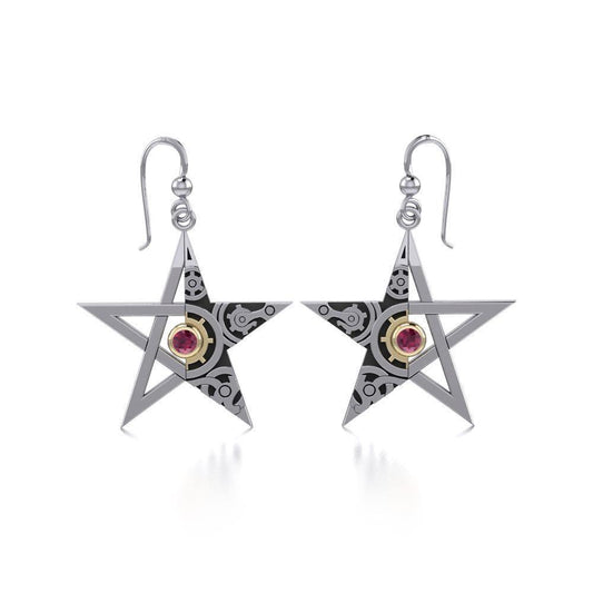 The Star Steampunk Silver and Gold Earrings MER1353