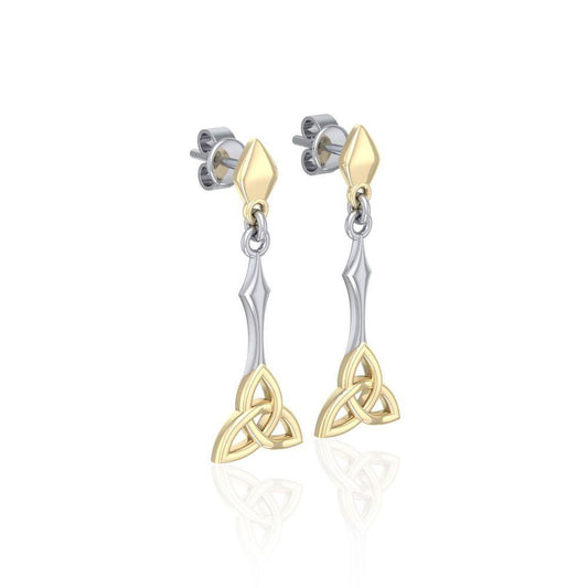 Celtic Trinity Knot Silver and Gold Post Earrings MER1679