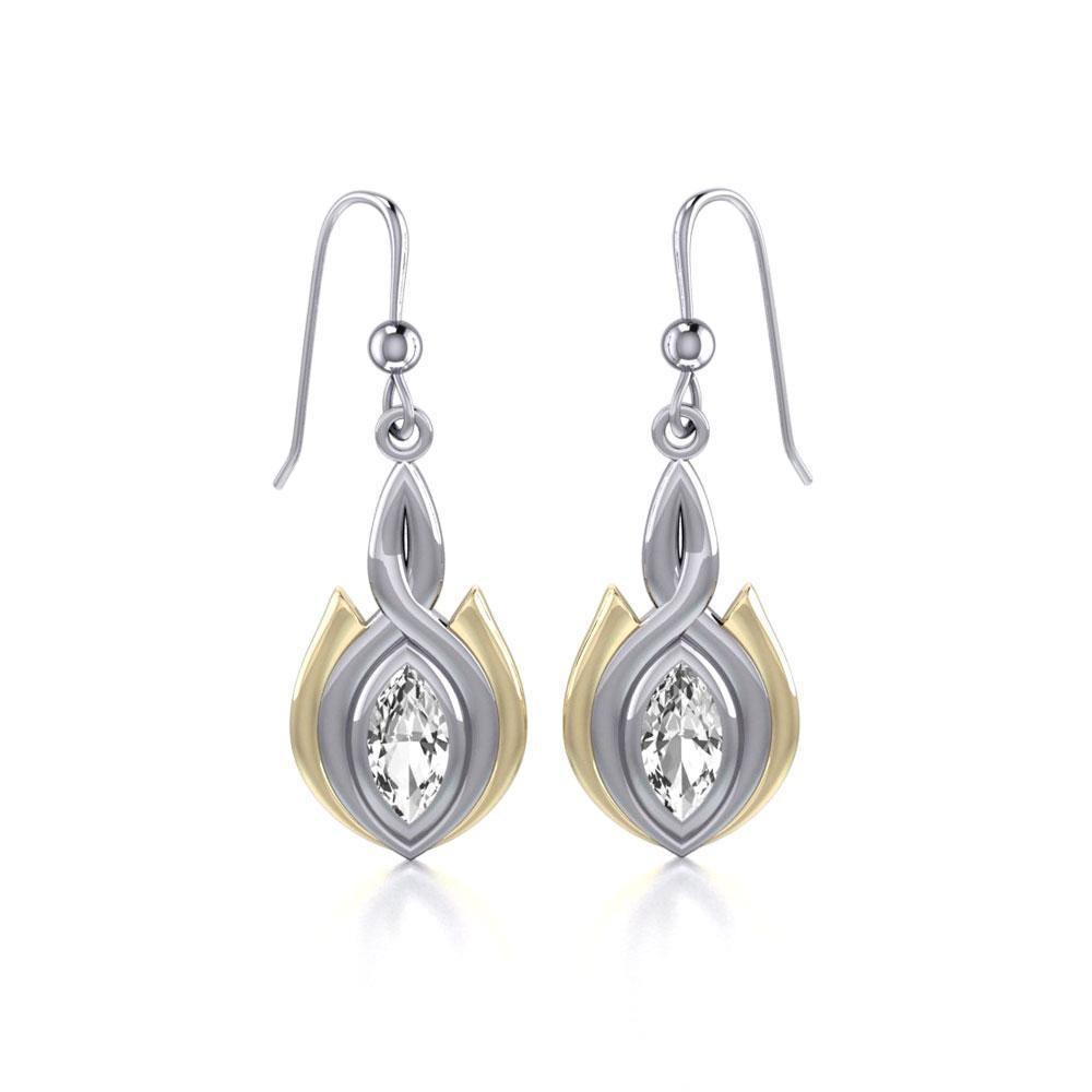 Black Magic Oval Twist Silver & Gold Earrings MER388