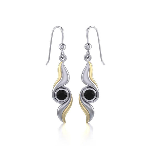 Black Magic Waves Silver & Gold Earrings MER391