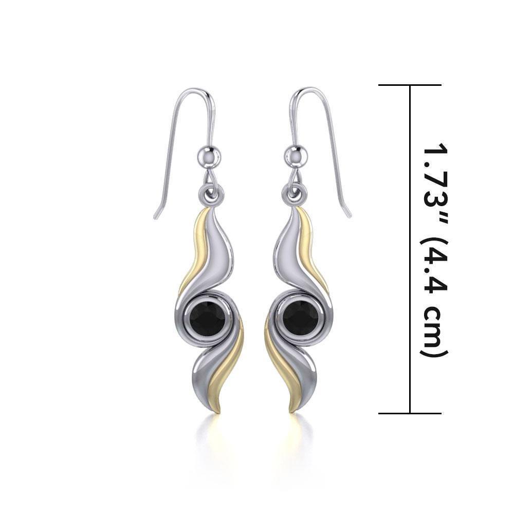 Black Magic Waves Silver & Gold Earrings MER391