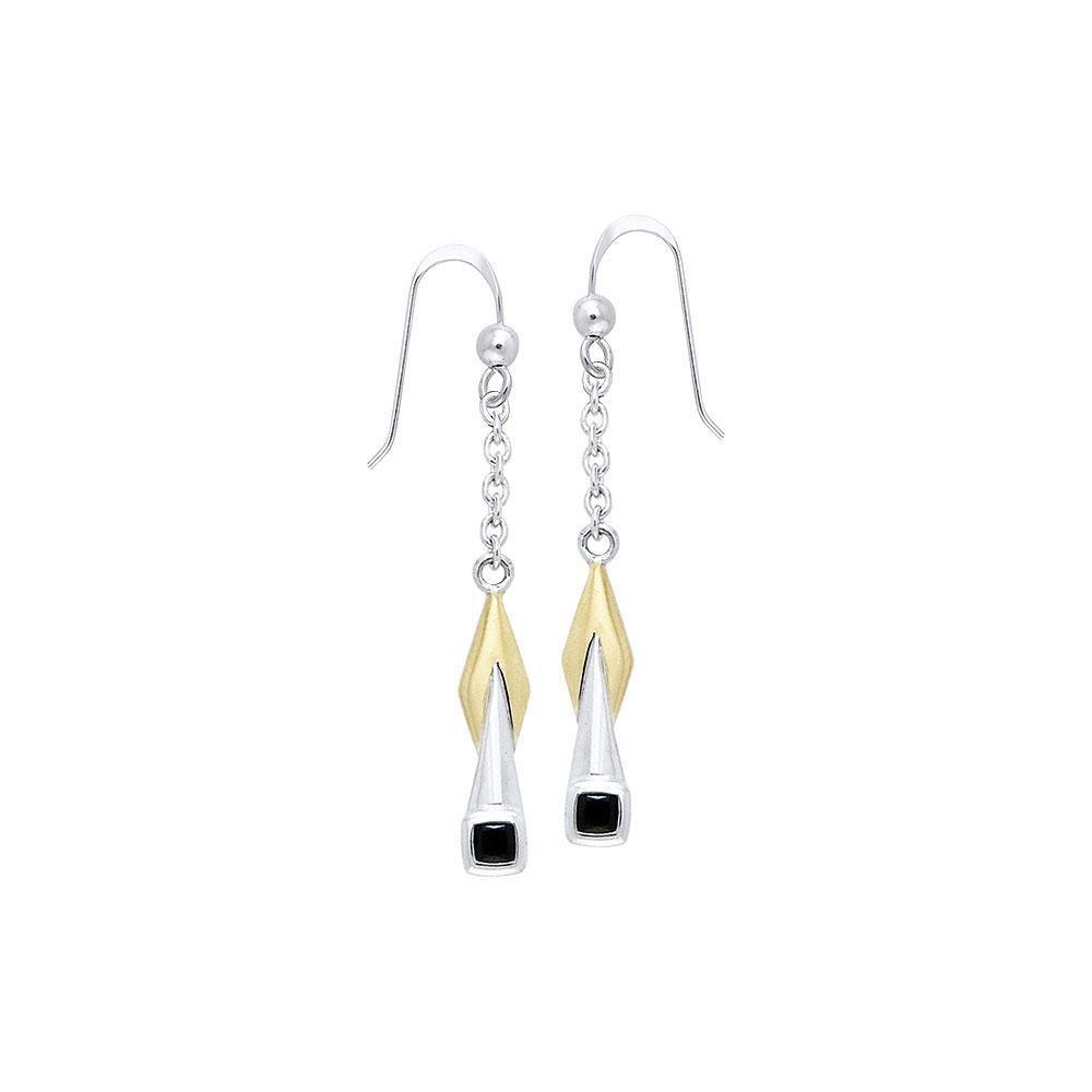 Black Magic Silver & Gold Pendant Earrings MER399