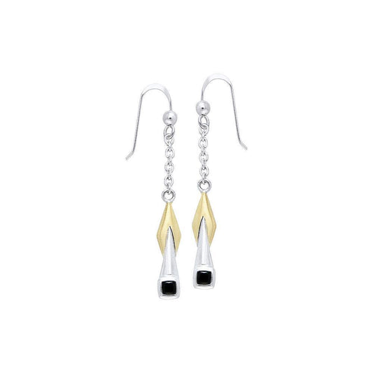 Black Magic Silver & Gold Pendant Earrings MER399