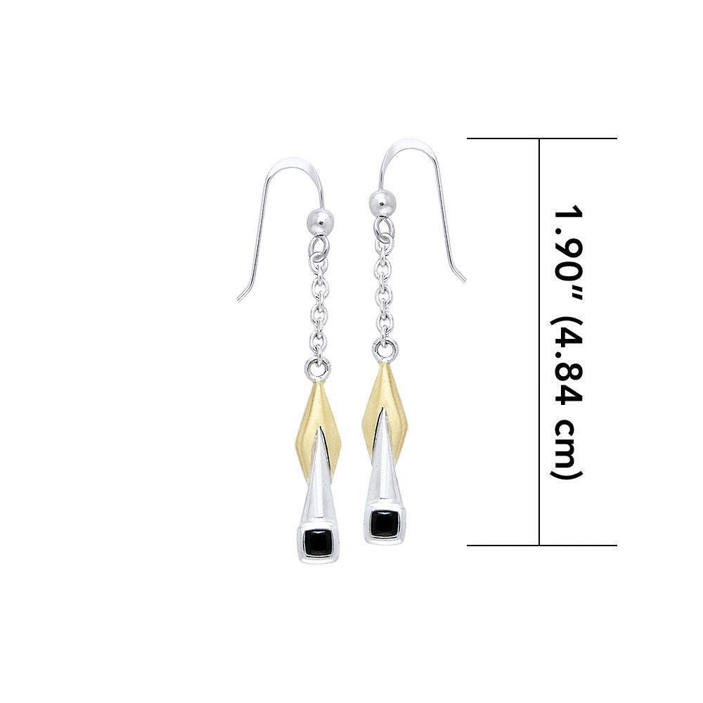 Black Magic Silver & Gold Pendant Earrings MER399