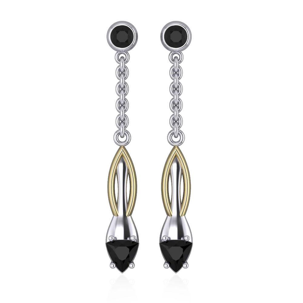 Blaque Silver & Gold Earrings with Gemstones MER408
