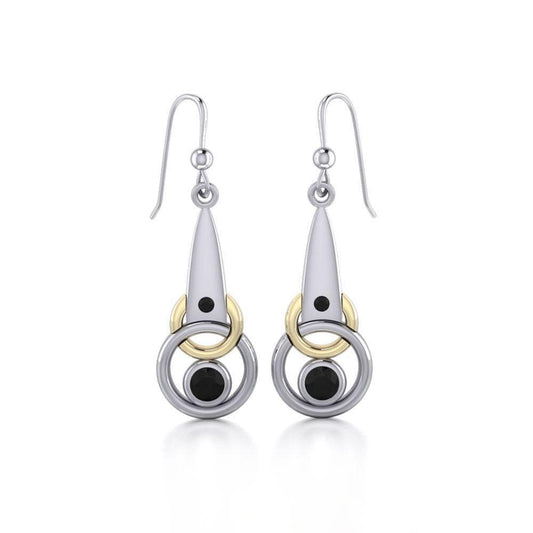 Black Magic Silver & Gold Interlocking Circles Earrings MER410