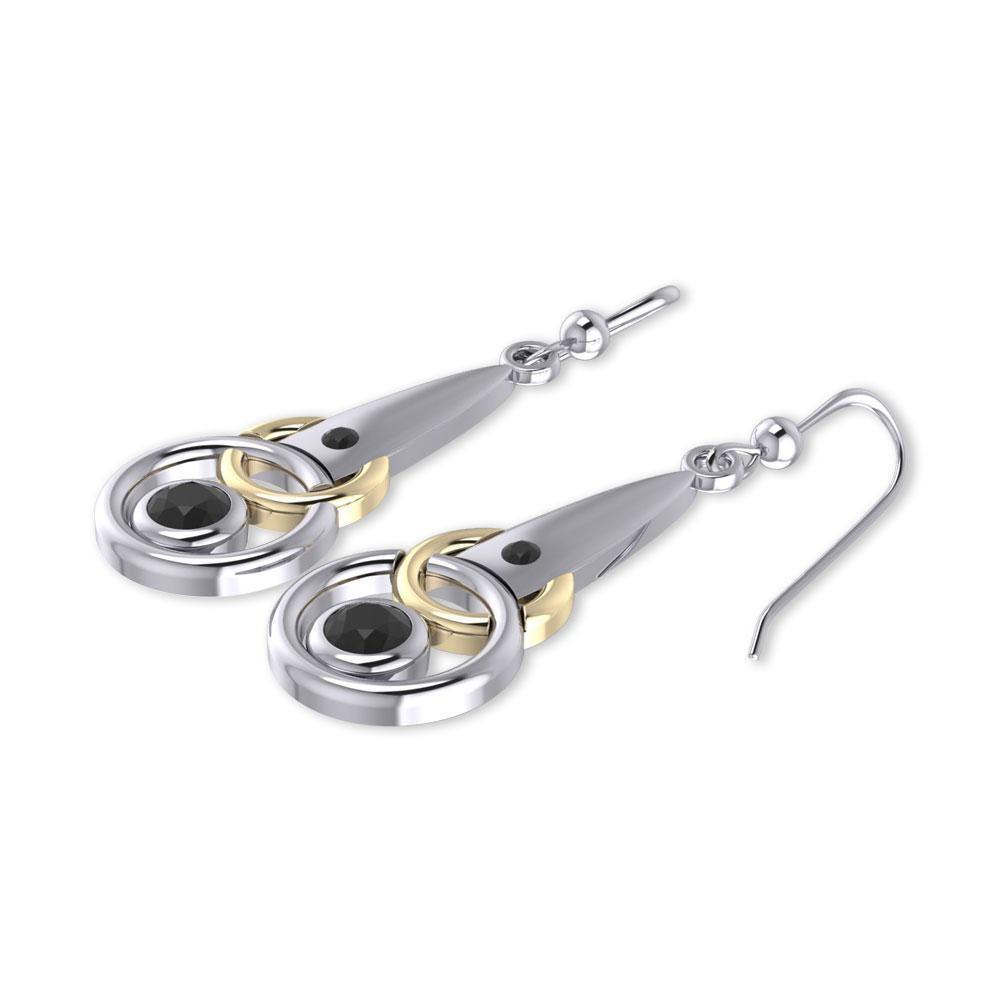 Black Magic Silver & Gold Interlocking Circles Earrings MER410