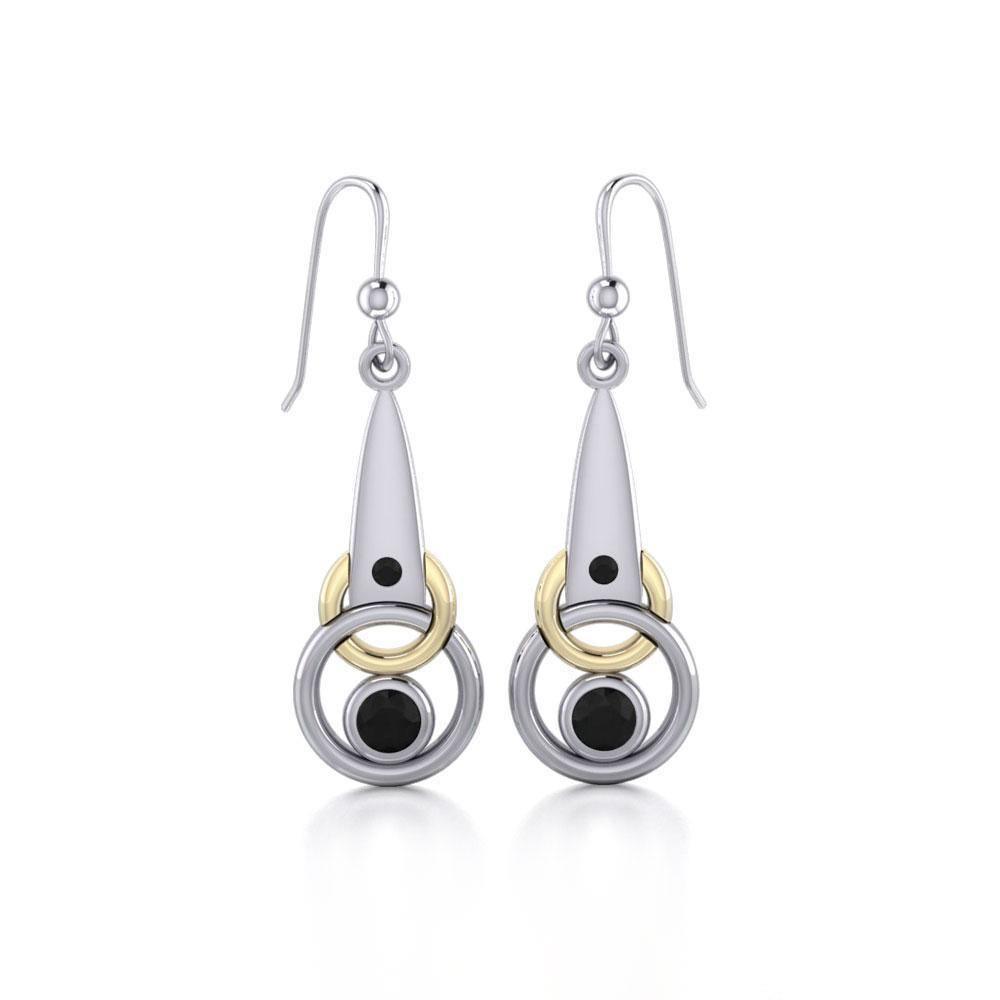 Black Magic Silver & Gold Interlocking Circles Earrings MER410
