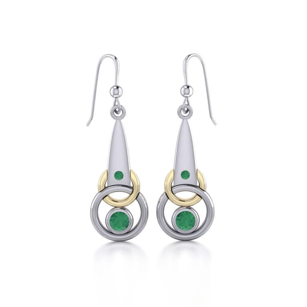 Black Magic Silver & Gold Interlocking Circles Earrings MER410
