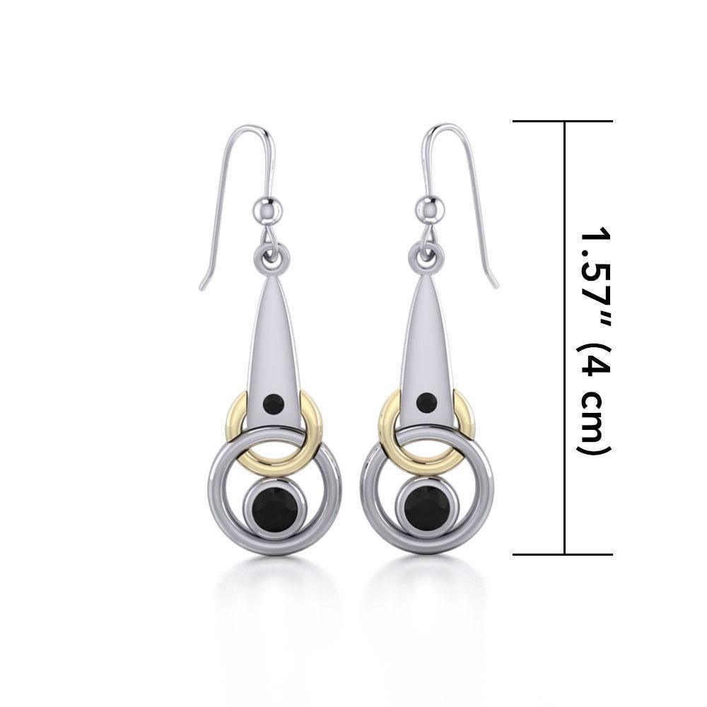 Black Magic Silver & Gold Interlocking Circles Earrings MER410