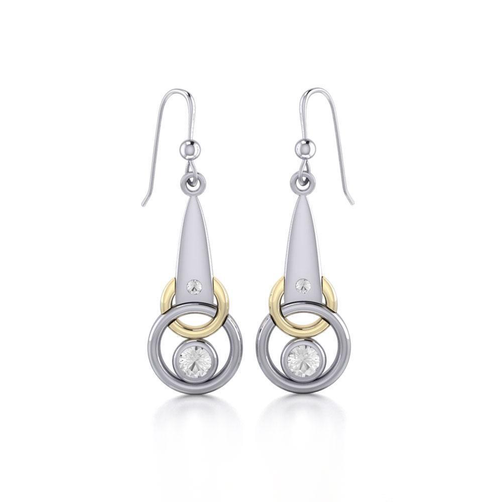 Black Magic Silver & Gold Interlocking Circles Earrings MER410