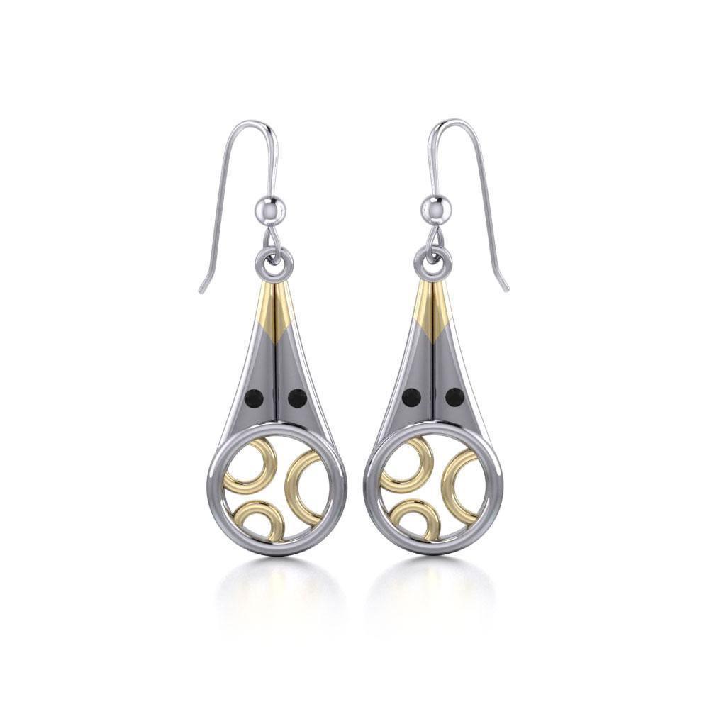 Black Magic Art Deco Silver & Gold Earrings MER411
