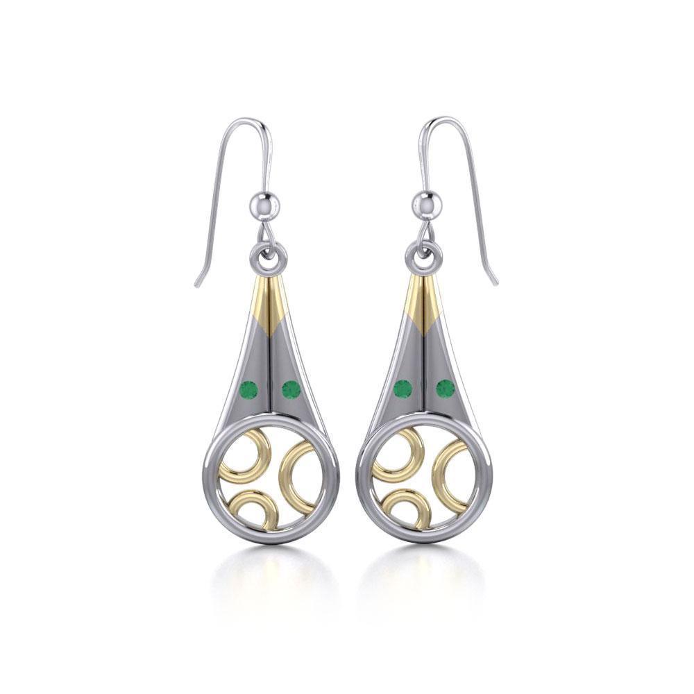 Black Magic Art Deco Silver & Gold Earrings MER411