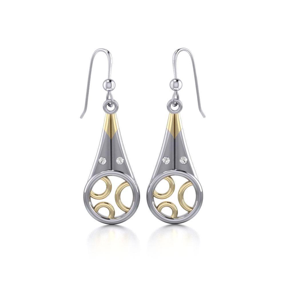 Black Magic Art Deco Silver & Gold Earrings MER411