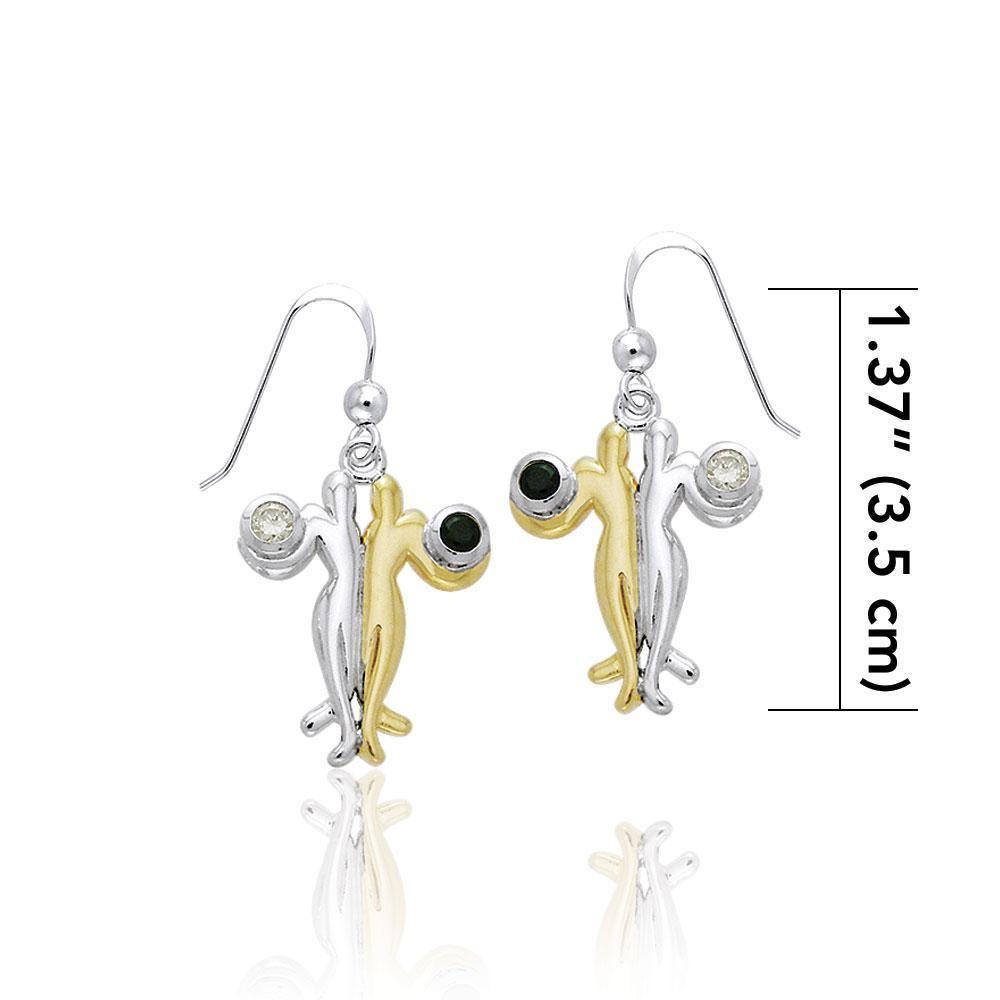 Venus and Mars with Gems Silver and Gold Earrings MER506