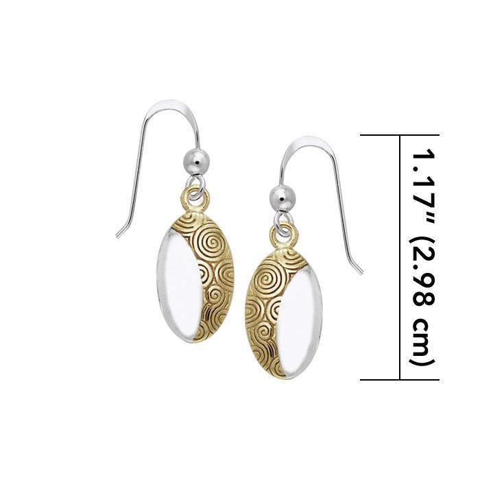 A lifetime symbolism of the Goddess Danu ~ Sterling Silver Celtic Knotwork Hook Earrings Jewelry with 14k Gold Accent MER548