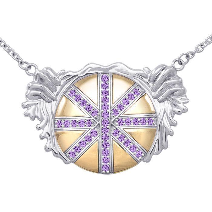 Breathtaking work of art  ~ Dali-inspired fine Sterling Silver Necklace in 18k Gold overlay accented with Champagne and White Diamonds