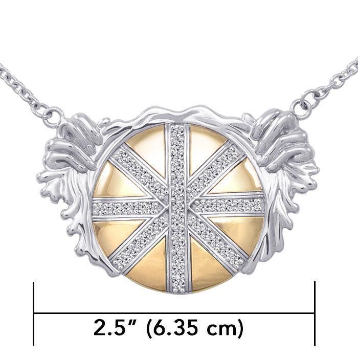 Breathtaking work of art  ~ Dali-inspired fine Sterling Silver Necklace in 18k Gold overlay accented with Champagne and White Diamonds