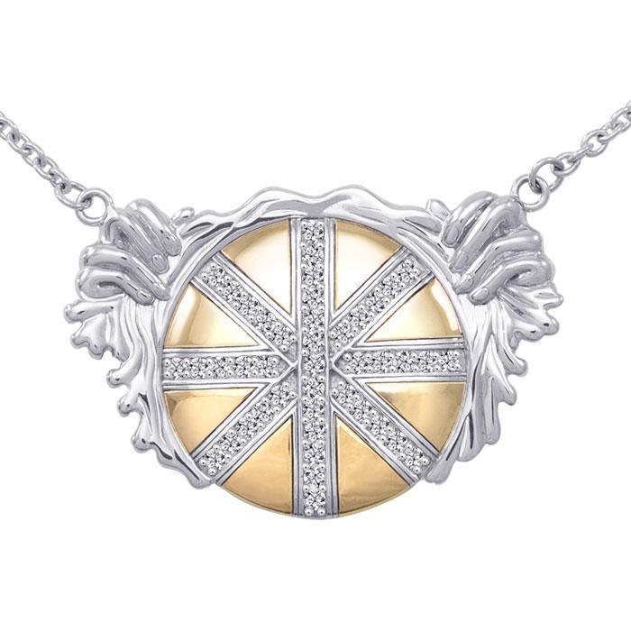 Breathtaking work of art  ~ Dali-inspired fine Sterling Silver Necklace in 18k Gold overlay accented with Champagne and White Diamonds