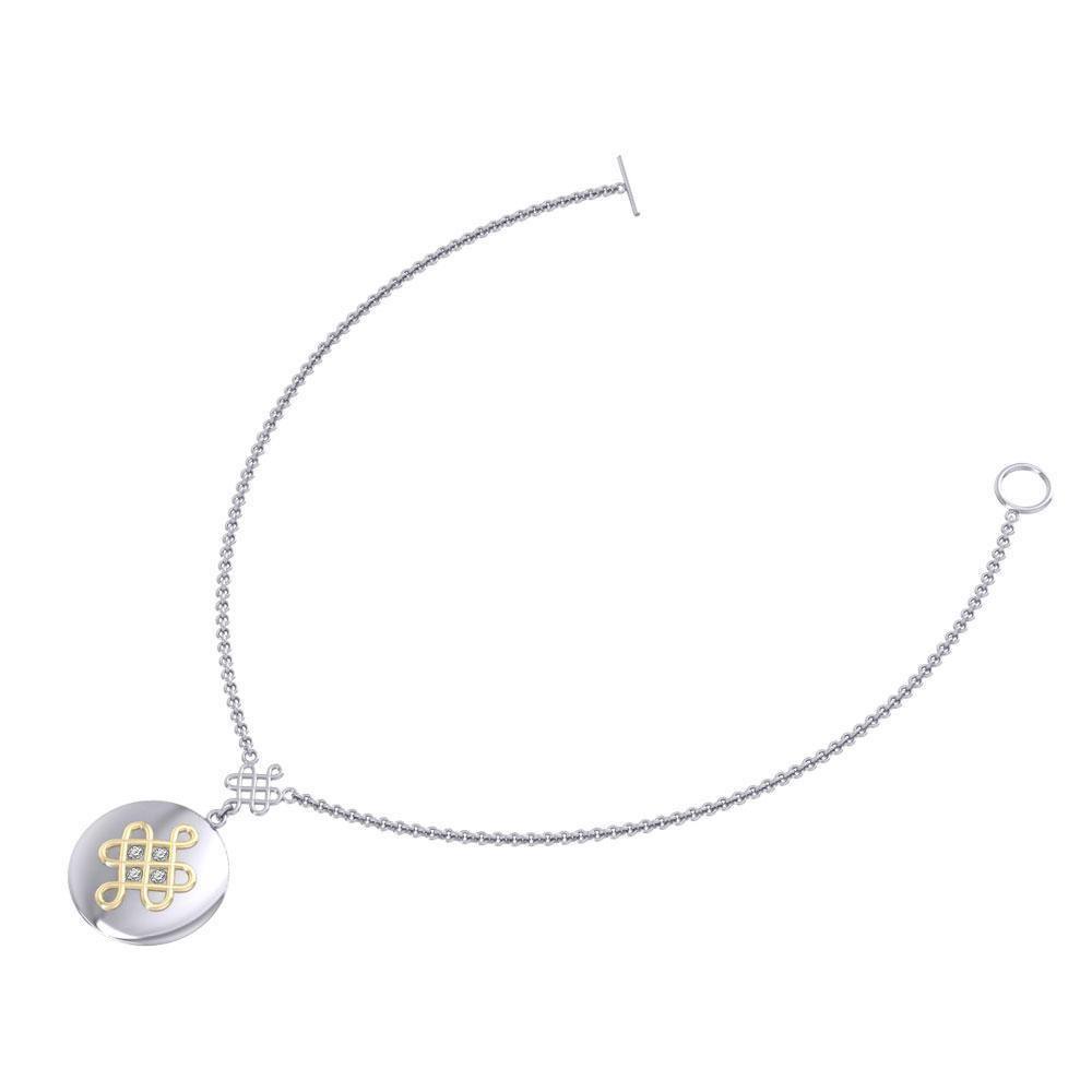 Chinese Mystic Knot Silver and Gold Necklace MNC357