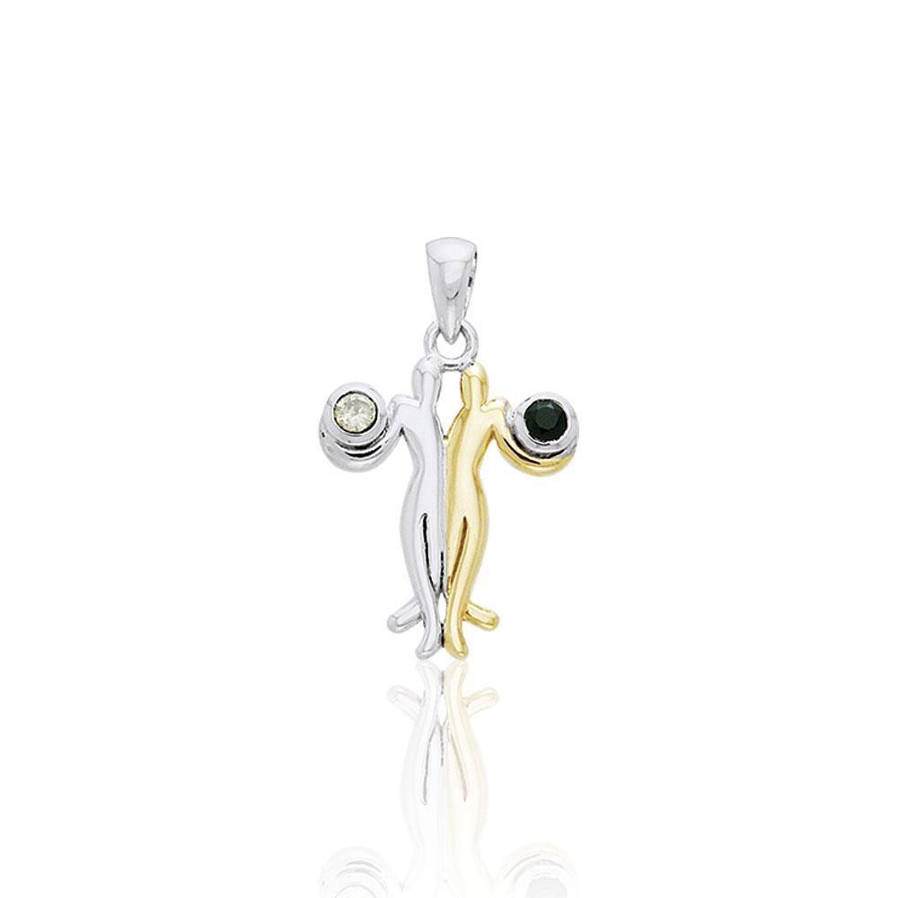 Venus and Mars with Gems Silver and Gold Pendant MPD1099