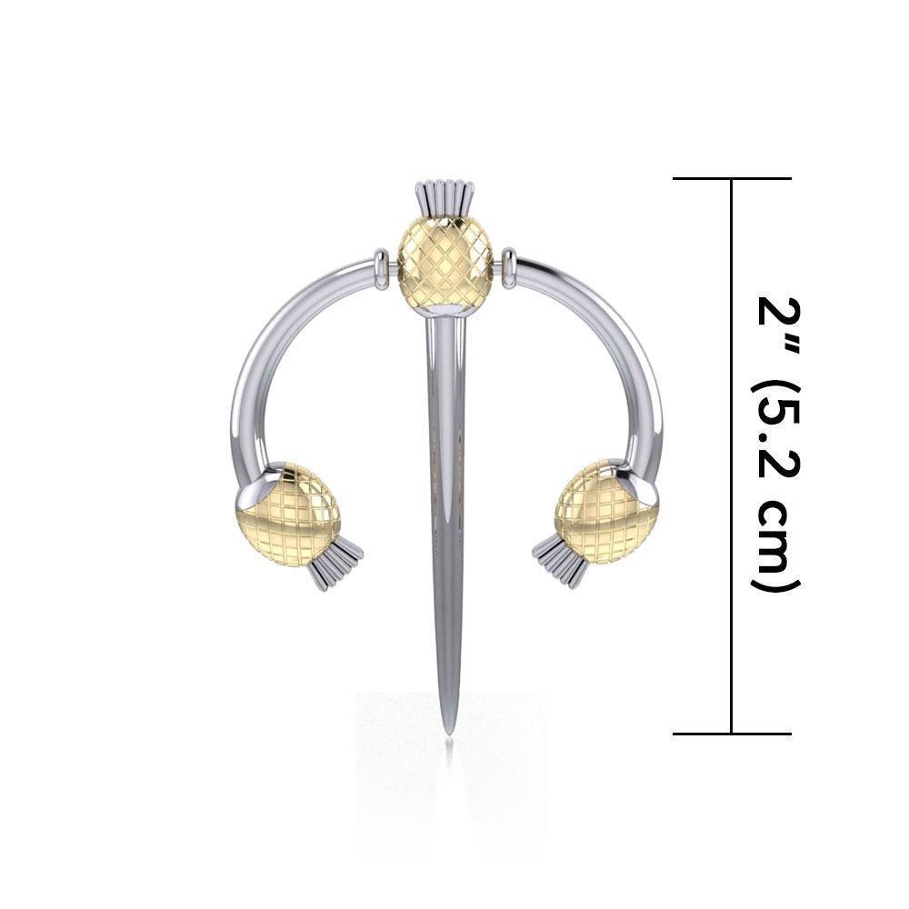 A resilient Irish pride ~ Sterling Silver Goddess Danu-inspired Thistle Pendant Jewelry with 14k Gold accent MPD1234