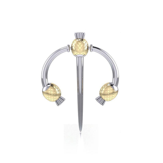 A resilient Irish pride ~ Sterling Silver Goddess Danu-inspired Thistle Pendant Jewelry with 14k Gold accent MPD1234 - Wholesale Jewelry