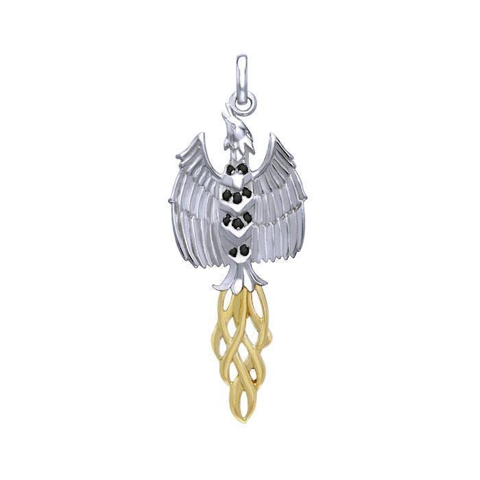 Rising Phoenix Silver and Gold Accent Pendant MPD2911