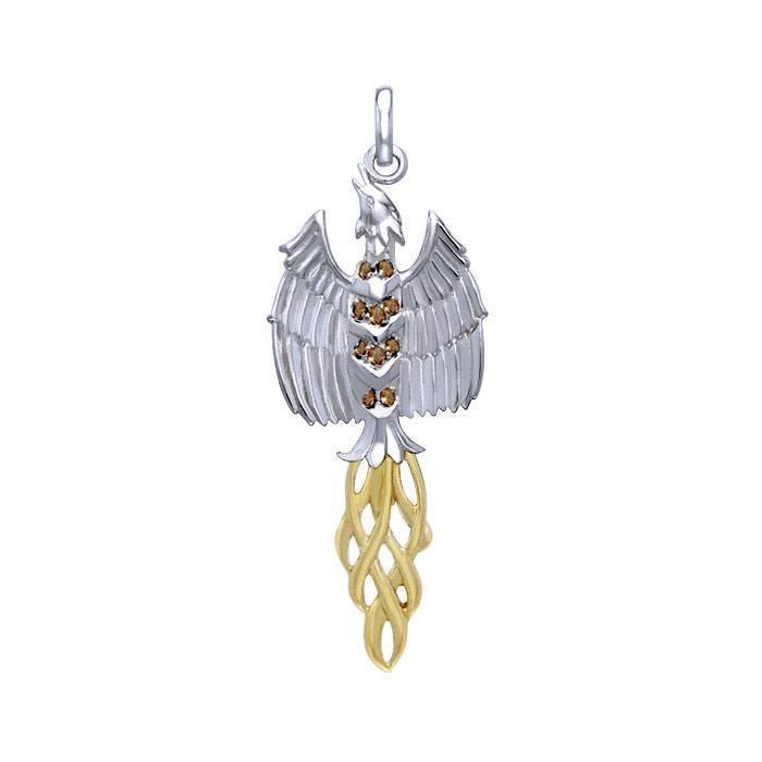 Rising Phoenix Silver and Gold Accent Pendant MPD2911